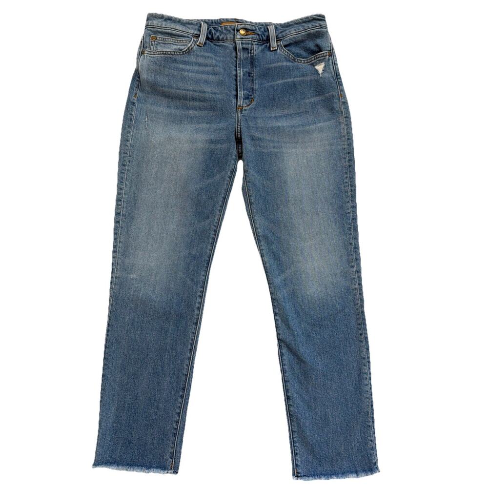 Joe's Jeans The Kass Slim Straight Ankle Women 28 Blue Button Fly Raw Hem Casual